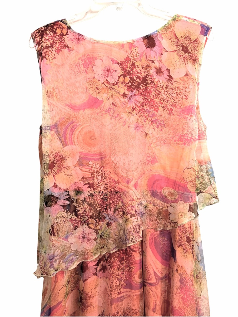 Qinpei.er Silk Floral Fairy Asymmetric Midi Dress Womens L Lightweight Boho Airy - Picture 6 of 10